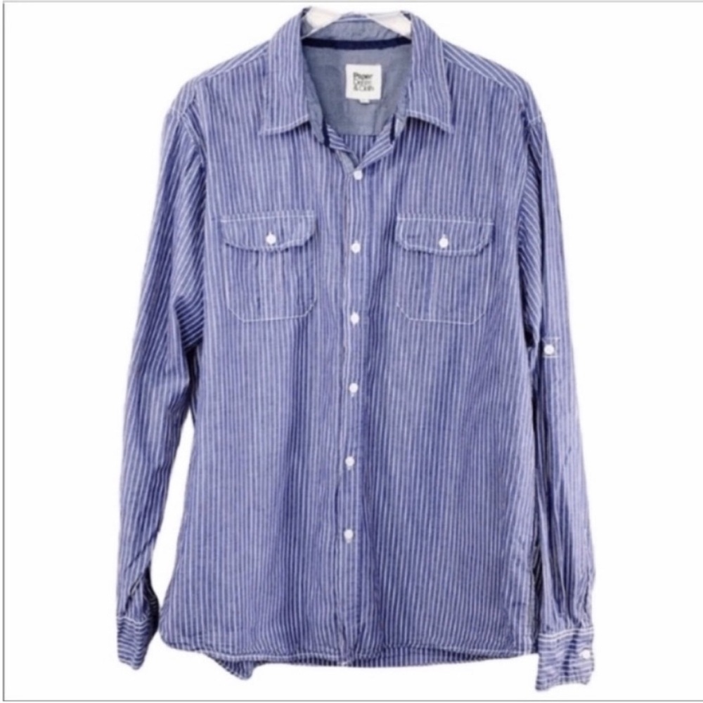 PAPER DENIM & CLOTH striped button down shirt XL